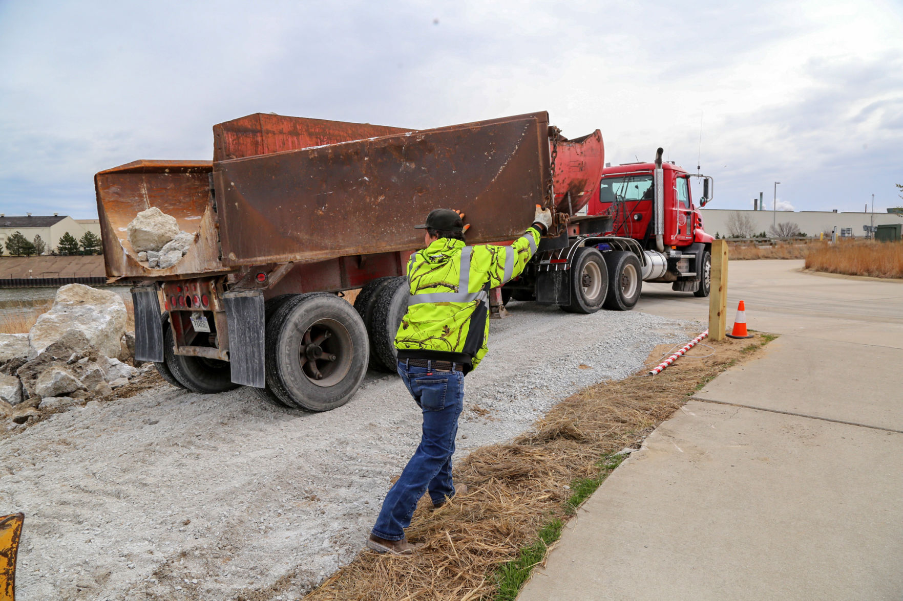 beach erosion repairs, Portage Lakefront and Riverwalk
